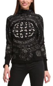 Desigual By Christian Lacroix Graphic Print Sweater Sz M Black White - Picture 1 of 12