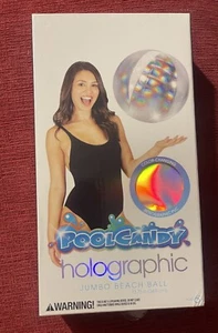 🆕Pool Candy Inflatable Jumbo Beach Ball w/ Holographic 13.75 In silver - Picture 1 of 2