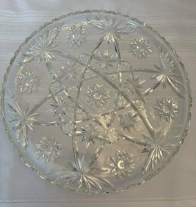 Vintage Round 13½“ Anchor Hocking prescut Glass Serving plate Tray Scalloped rim - Picture 1 of 5