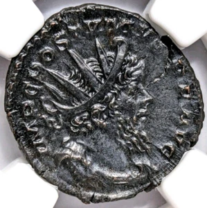 Postumus Romano Gallic AD 260-269 NGC AU BI Double Denarius Roman Empire Pax - Picture 1 of 15
