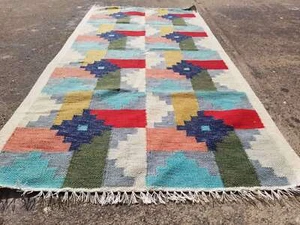 Vintage Traditional Handmade Scandinavian Wool Multicolor Kilim 170x85cm - Bild 1 von 12