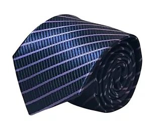 mens tie navy dark blue with purple stripe classic office by Frederick Thomas - Picture 1 of 5