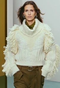 ZARA SRPLS MLT FRNG KNT 11 FRINGED SWEATER ECRU NEW FW24 SIZE MEDIUM 6693/901 - Picture 1 of 6