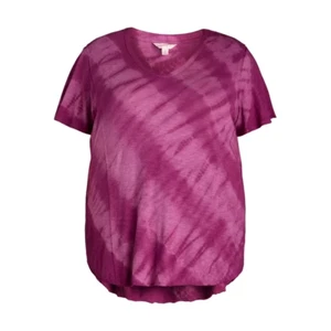 OX Terra & Sky Women's Plus Size Flutter Sleeve Top Shirt Pink Tie Dye NWT - Picture 1 of 5