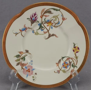 Royal Worcester Hand Painted Floral Scrollwork Ivory & Gold 7 5/8 Inch Plate - Picture 1 of 8