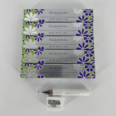 5 PACK Elizabeth Arden Bold Eye Pencil IRIDESCENT TEAL Eyeliner w/ Sharpener x5 - Image 1 of 4