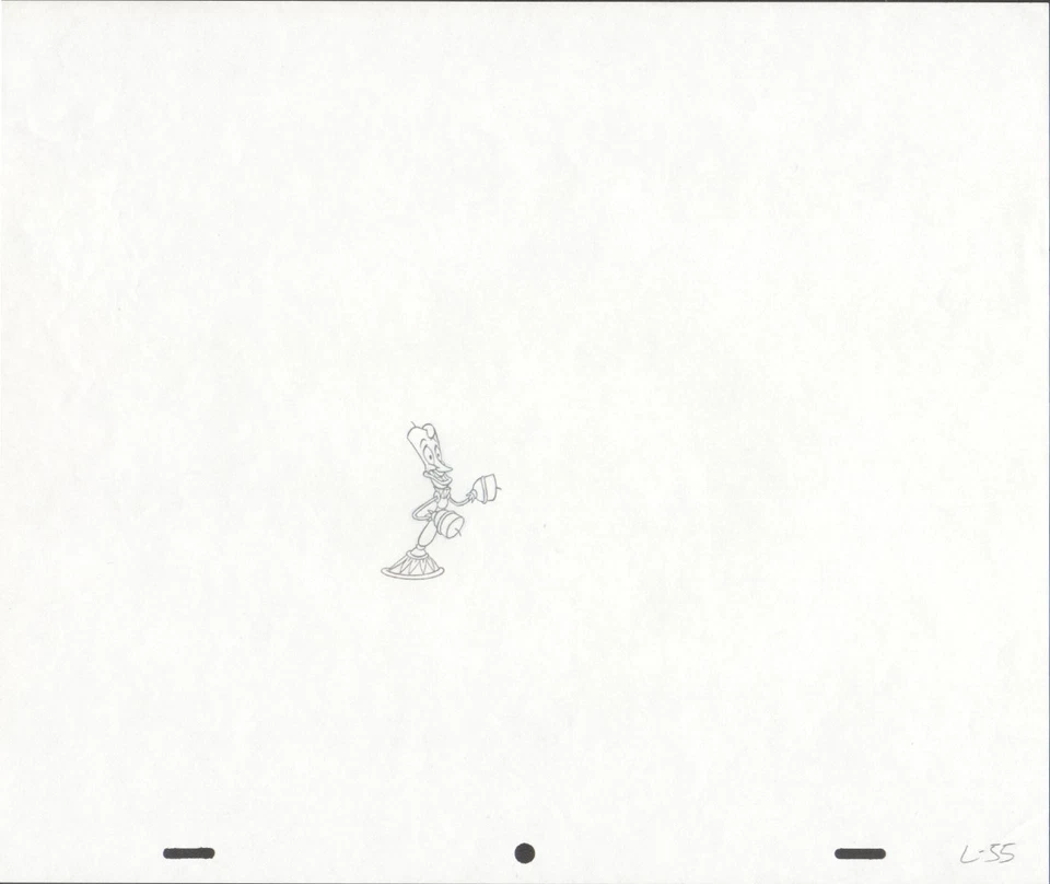 WALT DISNEY BEAUTY BEAST LUMIERE ORIGINAL PRODUCTION DRAWING ANIMATION ART PAGE - Image 1 of 1