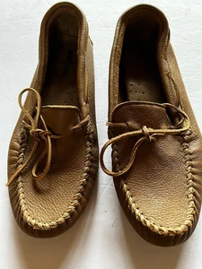 Minnetonka 958 Mokassin Herren 11 Braun Leder Elchleder Fahren Schuhe Preppy - Bild 1 von 16