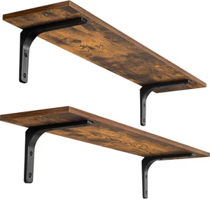 Long Wall Shelves, 31.5 Inch Large Floating Shelves Set of 2, Wide Display Shelf - Foto 1 di 10