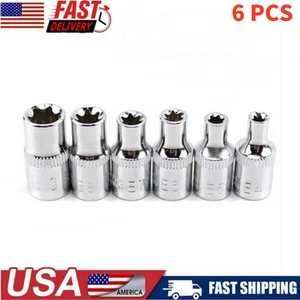 6X 1/4 Inch  For Torx Star Female Bit E Socket Set E4 E5 E6 E7 E8 E10 Hand Tools - Picture 1 of 12