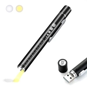 USB Rechargeable Pen Light Black Reusable LED for Students Doctors Nurses wit... - Picture 1 of 7