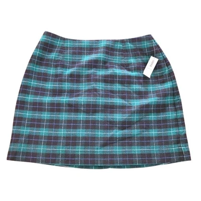 NUEVO CON ETIQUETAS Falda Antigua Azul Marino Para Mujer Verde Tartán Cuadros Suave Cómoda Talla 2 Academia Vacaciones Foto 1 de 4