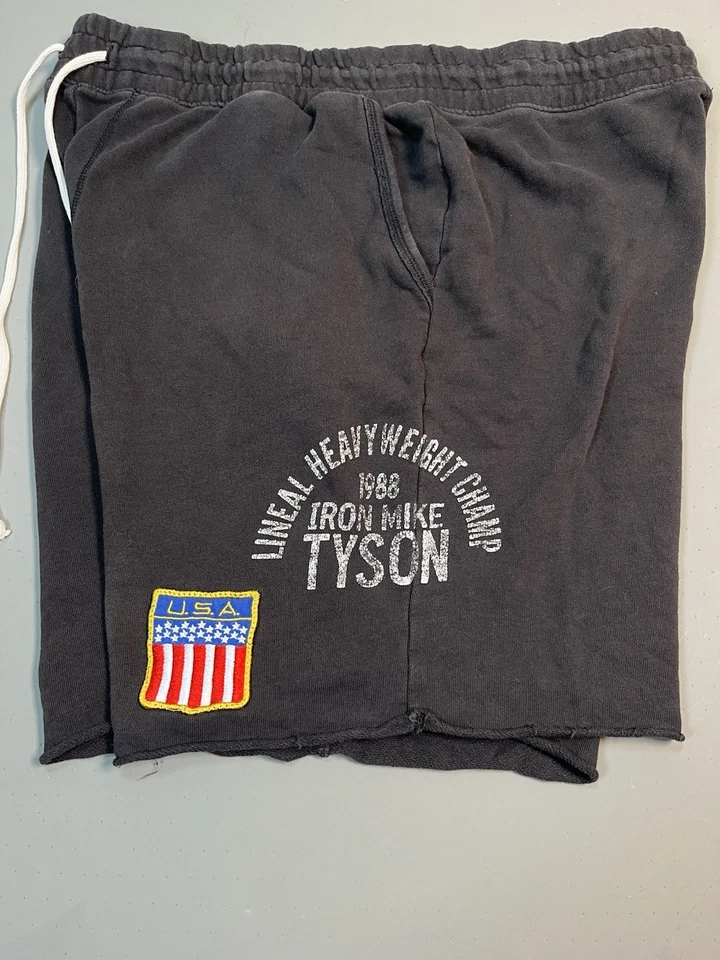 Pantalones Cortos de Boxeo Mike Tyson Vintage Años 80 Roots of Fight Hombres XL Parche Algodón Negro Foto 1 de 4