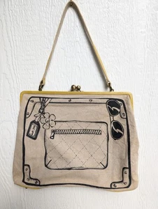 Hobo International Yellow Canvas Kiss Close Graphic Print Purse Shoulder Bag - Picture 1 of 9