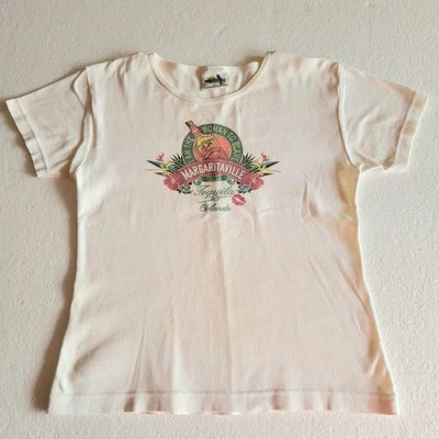 Vintage 2002 Jimmy Buffett Margaritaville Beige Cotton Cap Sleeve T-Shirt Size L - Image 1 of 4