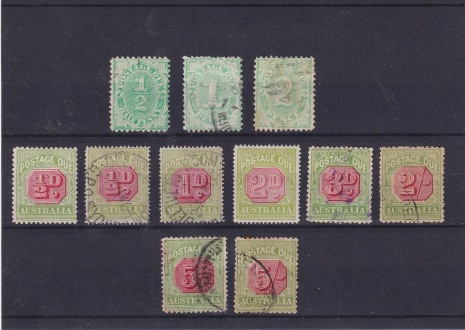 AUSTRALIA. 1906/1946. 11 SELLOS ANTIGUOS DE FRANQUEO ADEUDADOS Foto 1 de 1