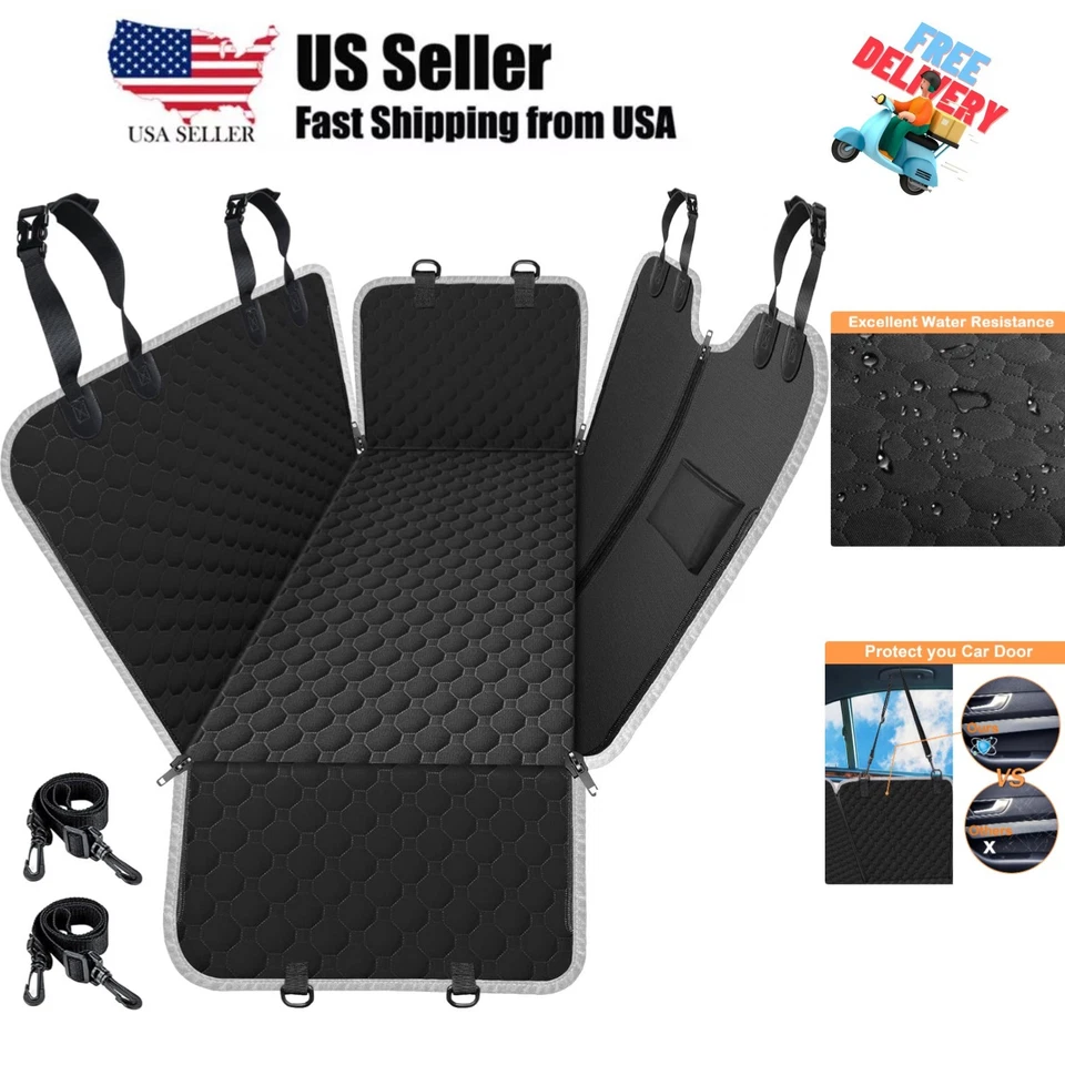 Mancro Dog Seat Covers for Cars Car Cover Back With Black