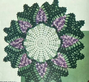 Vintage 1950's Doily Crocheting Pattern Irish Motif GRAPE VINE DOILY 17" - Picture 1 of 1