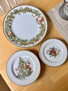 VTG Fitz & Floyd St. Nicholas Plates Service For 4 ~3 Pc Place Setting Christmas - Picture 1 of 11