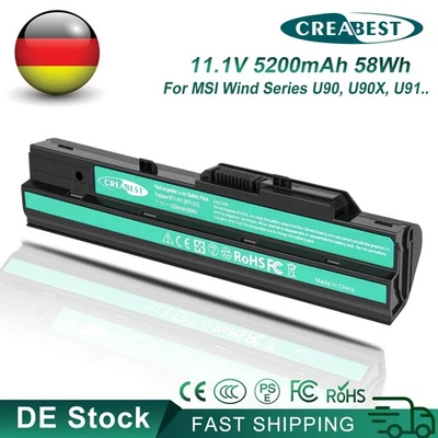 5200mAh BTY-S12 BTY-S11 Akku Für MSI Wind U90 U100 Advent 4211 4212 MS-N011 - Bild 1 von 4