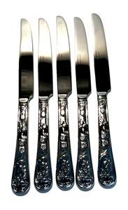 NEW 5 pc Reed & Barton QUEENS GARDEN Dinner Knife Glossy Stainless Flatware - Picture 1 of 6