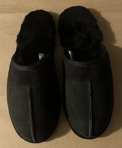 UGG Scuff Mens Size 12 Black Suede Sheepskin Slide Slippers Shoes NWOB - Picture 1 of 9