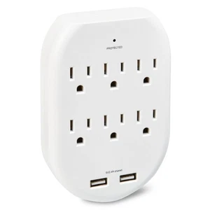 Conector Múltiple De Corriente Con USB Para Cargar Celulares Protección Eléctrica - Imagen 1 de 3