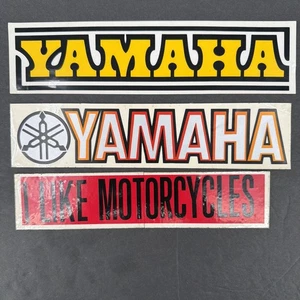 2 Yamaha Vintage Sticker Decal Vintage 1970s Yellow I Like Motorcycles Bumper - Picture 1 of 9