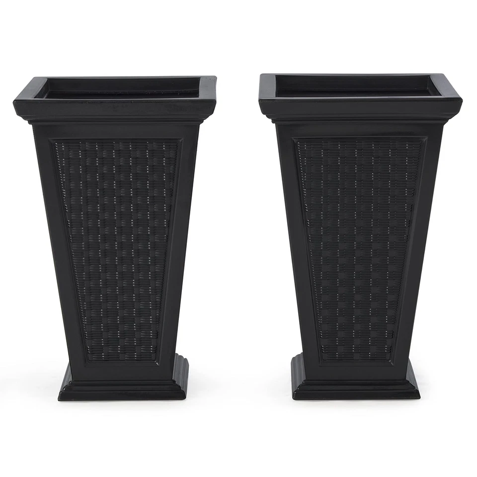 Maceta con patrón de mimbre (paquete de 2) - Juego de 2 macetas grandes para p... Foto 1 de 4