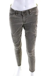 Paige Women's Cotton Mid Rise Ankle Skinny Cargo Jeans Green Size 30 - Picture 1 of 6