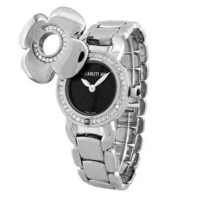 CERRUTI 1881 LADIES FIORE SWISS QUARTZ WATCH NEW BLK SS SWAROVSKI CLOSEOUT - Image 1 of 4