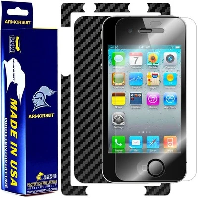 ArmorSuit Apple iPhone 4 Screen Protector + Black Carbon Fiber Skin Made in USA - Image 1 of 4