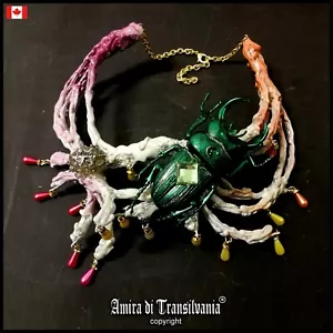 Luxury Jewelry Necklace Art Deco Nouveau Liberty Pendant Insect Vintage Pearl - Foto 1 di 24