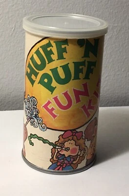 Huff ‘N Puff Kit Play Games 1971 Warner Chilcott Laboratories #650T581 Tin Can - Image 1 of 4