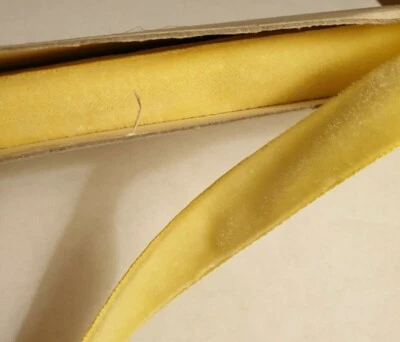 Soft Velvet Ribbon woven edge pale yellow 15mm 1/2" x 1m - Image 1 of 2