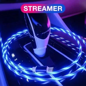 LED Light Up Type-C Fast Phone Charger Cable Blue Samsung iPhone Apple Google - Picture 1 of 5