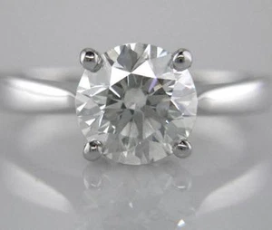 Anillo de compromiso solitario de diamantes certificado 2,21 quilates redondo brillante platino - Imagen 1 de 1