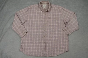 Camicia LL Bean da uomo XXL rosso a quadri bottoni manica lunga tasca lana cotone - Foto 1 di 11