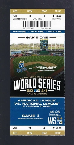 2014 WORLD SERIES SF GIANTS @ KC ROYALS FULL unused BASEBALL TICKET GAME #1 Cover