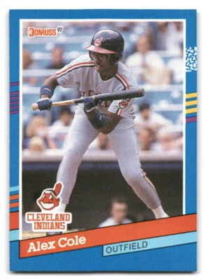 Alex Cole 1991 Donruss Baseball #383b Cleveland Indians - Image 1 of 2