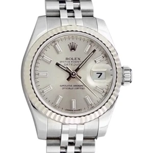 ROLEX Ladies 26mm White Gold & SS Datejust Silver Index REHAUT 179174 SANT BLANC - Picture 1 of 7