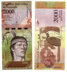 Banknote - 2016 Venezuela, 2000 Bolivares, P96b UNC, Guaicaipuro (F) Eagle (R) - Bild 1 von 1