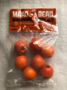 New Pack 7 Large Orange Round Wood Macrame Beads 27 mm (1 inch) diam Mard Bead - Picture 1 of 1