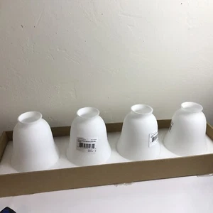 New  White Glass Bell Shaped Fixture Shade, 2 1/4" Fitter,  Home Depot  Lot Of 4 - Picture 1 of 5