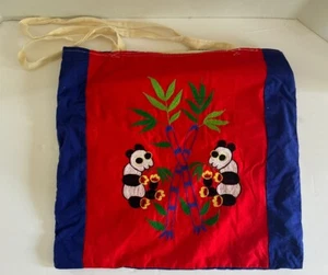 Vintage Bai Jia Bei One Hundred Families double-sided China appliqué Handles Bag - Picture 1 of 6
