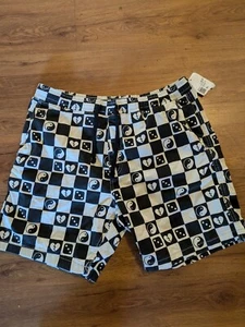 Forever 21 Mens Size XL Checkerboard shorts W/HEARTS&YING YANG NEW - Picture 1 of 8