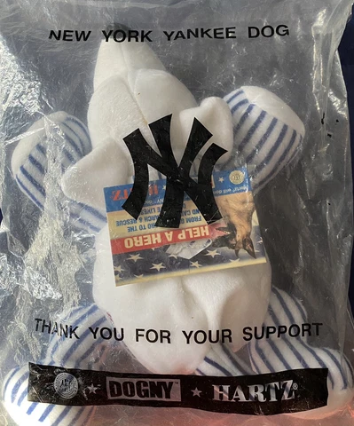 New York Yankees Stuffed Dog by DOGNY HARTZ HELP A HERO  12" Cover