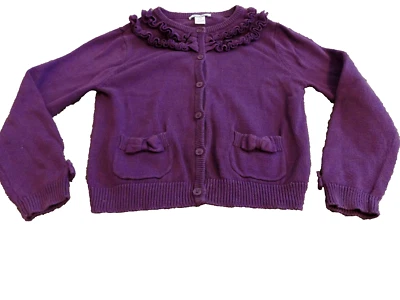 NIÑAS HARTSTRINGS PÚRPURA VOLANTE ALGODÓN CÁRDIGAN SUÉTER TALLA 6/6X Foto 1 de 4
