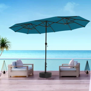 13ft Patio Umbrella with Stand Base Outdoor Umbrella for Beach Poolside Porch - Picture 1 of 16