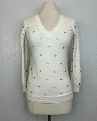 J. Crew Wool Blend V-Neck Pullover Sweater two tone with Gray Polka Dot Size S - Image 1 of 4